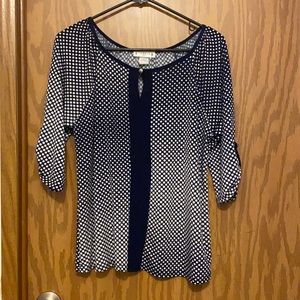 3/4 sleeve Dark Navy top. Never needs ironing!